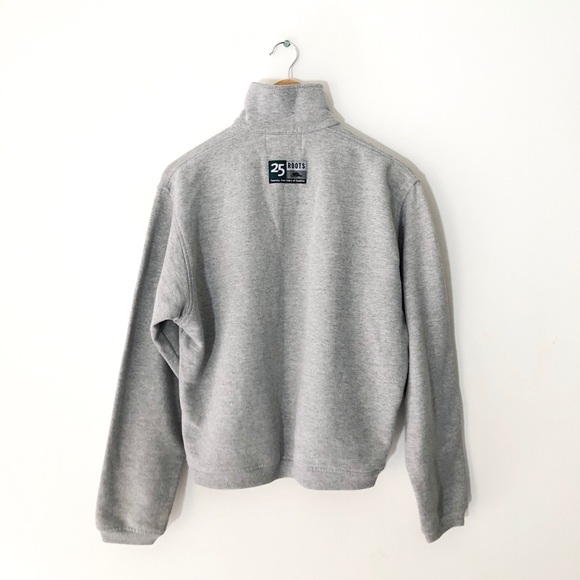 SOLD Vintage 90s Roots Grey Embroidered Quarter Zip Sweatshirt - Picture 3 of 7
